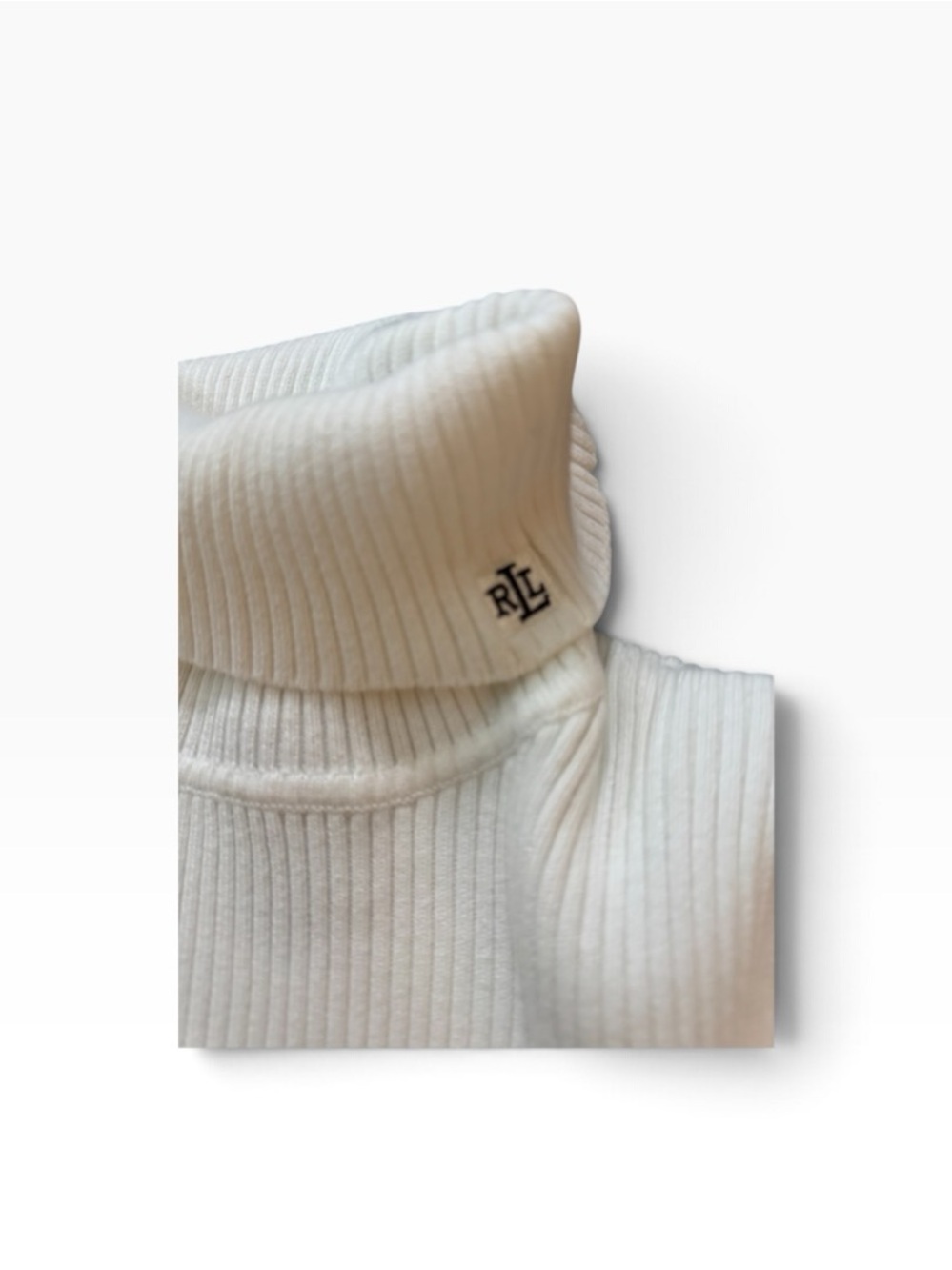 Lauren Ralph Lauren Cream Ribbed Turtleneck Sweater - Picture 2 of 4